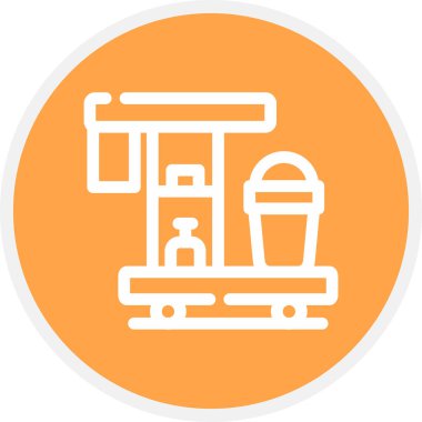 Temizleme Cart Hattı Çemberi Basit Simge, Vektör Resimleri