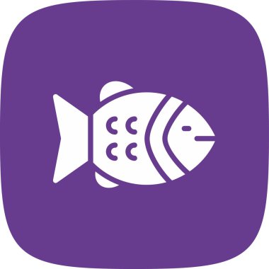 Mor çizgi ikonuna sahip mor balıklar beyaz arkaplanda izole edilmiş. vektör illüstrasyonu