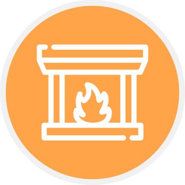 Şömine Çizgisi Çemberi Basit Simge, Vektör İllüstrasyonu