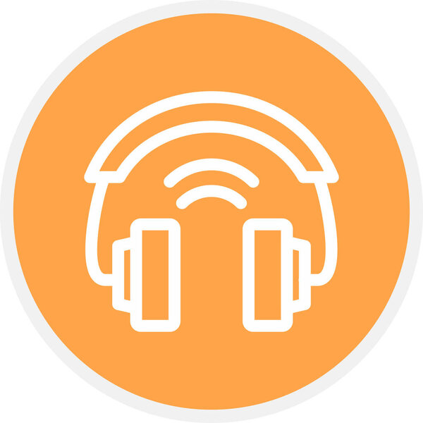 headphones Line Circle Simple Icon, Vector Illustration