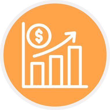 Ekonomik Çizgi Çemberi Basit Simge, Vektör İllüstrasyonu