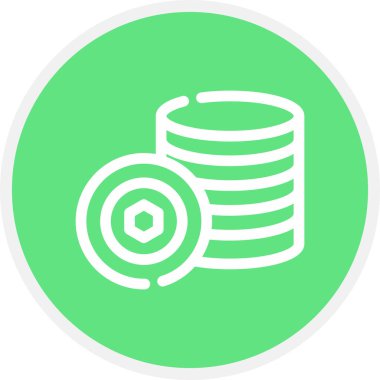 Bozuk Para Çizgisi Çemberi Basit Simge, Vektör İllüstrasyonu