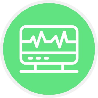 Elektrokardiyogram Satır Çemberi Basit Simge, Vektör Resimleri