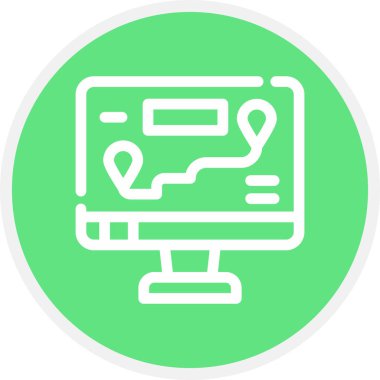 Harita Satırı Çemberi Basit Simge, Vektör İllüstrasyonu