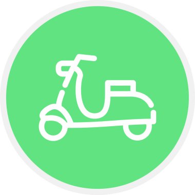Scooter Çizgisi Çemberi Basit Simge, Vektör İllüstrasyonu