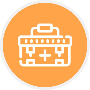 İlk Yardım Kiti Satır Çemberi Basit Simge, Vektör İllüstrasyonu