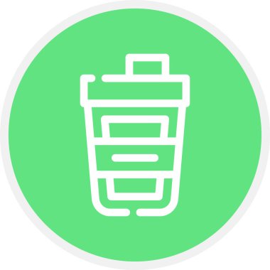 Kahve Kupası Çizgisi Çemberi Basit Simge, Vektör İllüstrasyonu