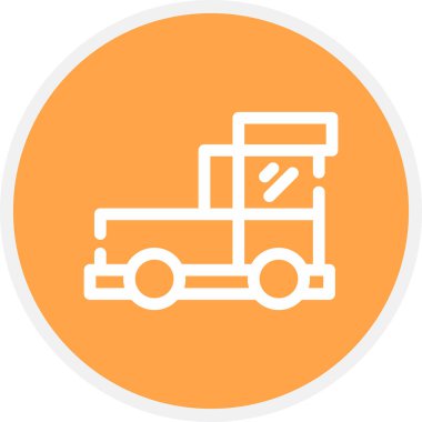 Pickup Truck Line Circle Basit Simge, Vektör Resimleri