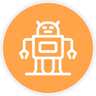 Robot Çizgisi Çemberi Basit Simge, Vektör İllüstrasyonu