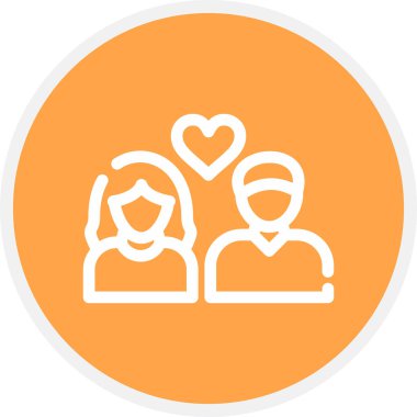 Aşk Çizgisi Çemberi Basit Simge, Vektör İllüstrasyonu