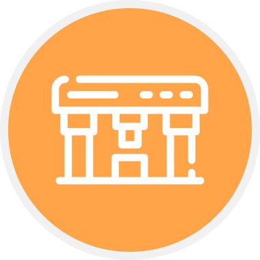 Kahve Üretici Hattı Çemberi Basit Simge, Vektör İllüstrasyonu