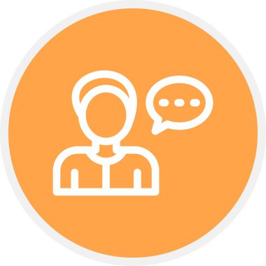 Sözlü İletişim Hattı Çemberi Basit Simge, Vektör İllüstrasyonu