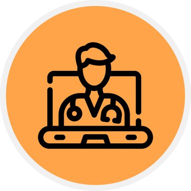 Dijital Tıp Çizgisi Çemberi Basit Simge, Vektör Resimleri