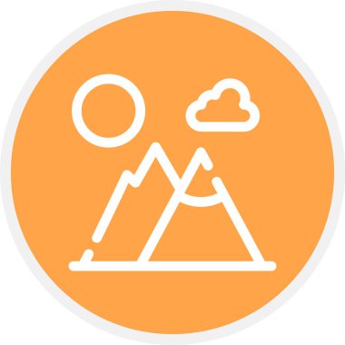 Dağlar Peyzaj Çizgisi Çemberi Basit Simge, Vektör Resimleri