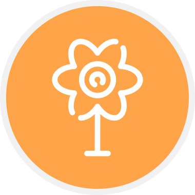 Çiçek Çizgisi Çemberi Basit Simge, Vektör İllüstrasyonu