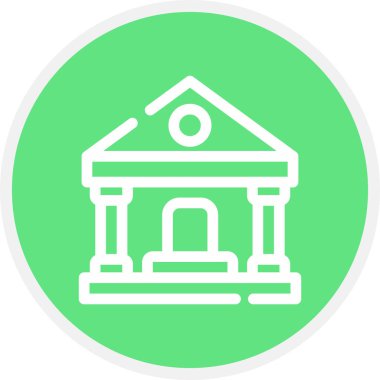 Müze Çizgisi Çemberi Basit Simge, Vektör İllüstrasyonu