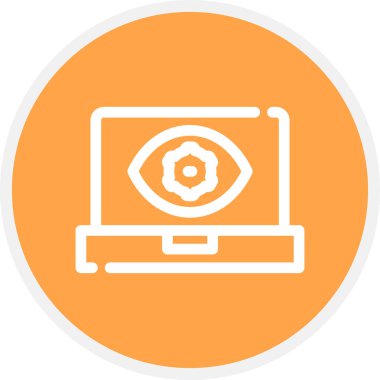 Bilgisayar Görüş Çizgisi Çemberi Basit Simge, Vektör Resimleri