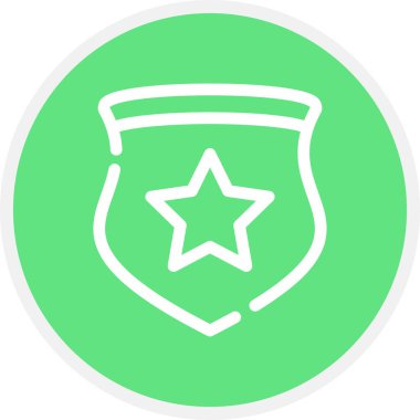 Polis Rozet Çizgisi Çemberi Basit Simge, Vektör İllüstrasyonu