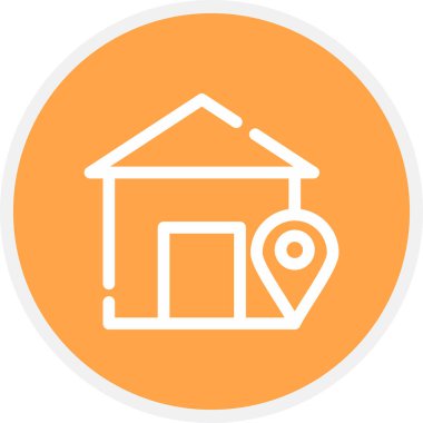 Ev Konumu Satırı Çemberi Basit Simge, Vektör Resimleri