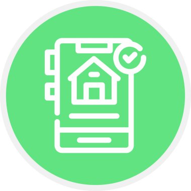 Ev Sigortası Çemberi Basit Simge, Vektör İllüstrasyonu