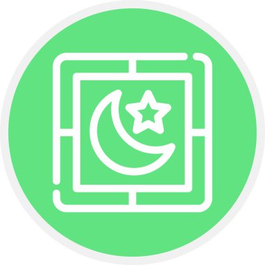 Gece Hattı Çemberi Basit Simge, Vektör İllüstrasyonu