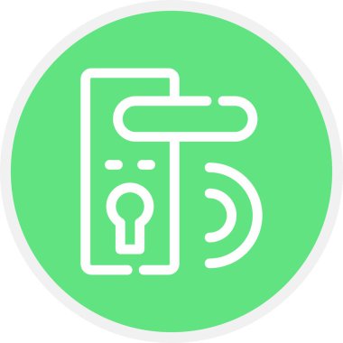 Kapı Kilidi Satırı Çemberi Basit Simge, Vektör İllüstrasyonu