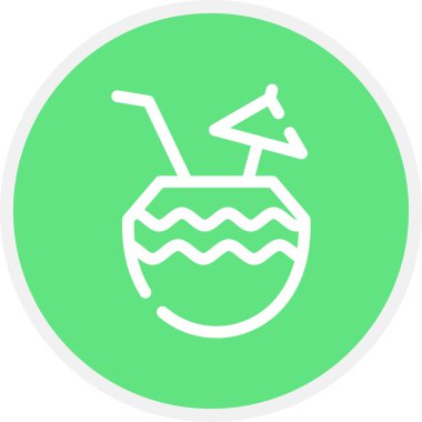 Hindistan cevizi içecek çemberi basit simge, vektör çizimi