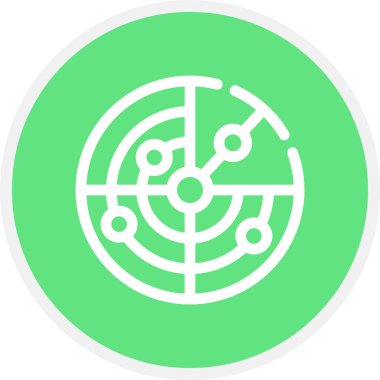 Radar Çizgisi Çemberi Basit Simge, Vektör İllüstrasyonu