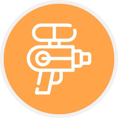 Su Silahı Hattı Çemberi Basit Simge, Vektör İllüstrasyonu