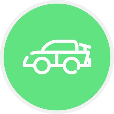 Otomobil Hattı Çemberi Basit Simge, Vektör İllüstrasyonu