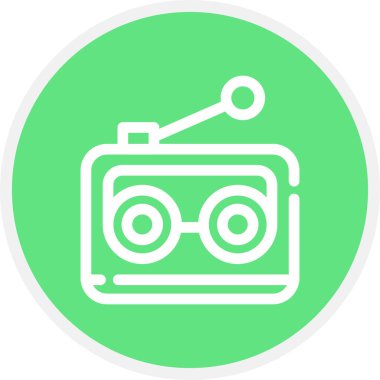 Radyo Satırı Çemberi Basit Simge, Vektör İllüstrasyonu