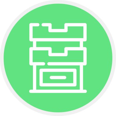 Çekmeceler Çizgisi Çemberi Basit Simge, Vektör İllüstrasyonu