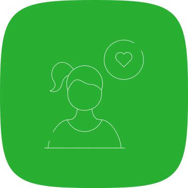 Hayranlık Çizgisi Yuvarlak Köşesi Basit Simge, Vektör İllüstrasyonu