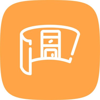 Sanal Ofis Hattının Yuvarlak Köşesi Basit Simge, Vektör Resimleri