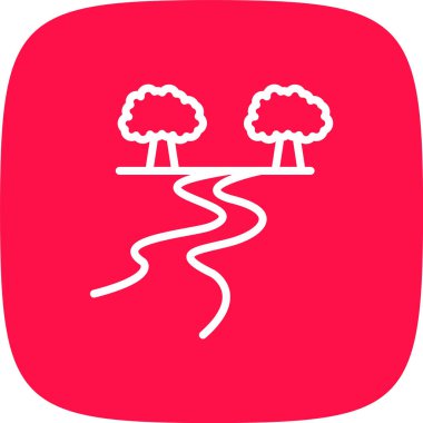 Nehir Hattı Yuvarlak Köşesi Basit Simge, Vektör İllüstrasyonu