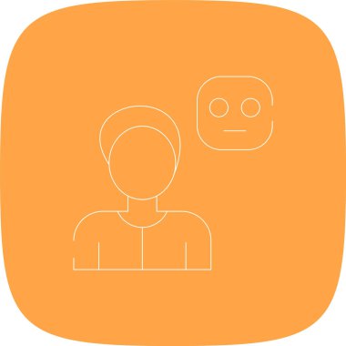 Bunaltıcı Çizgi Yuvarlak Köşesi Basit Simge, Vektör İllüstrasyonu