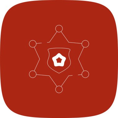 Şerif Rozet Hattı Yuvarlak Köşe Basit Simge, Vektör Resimleri