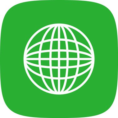 Dünya Çizgisi Yuvarlak Köşesi Basit Simge, Vektör İllüstrasyonu