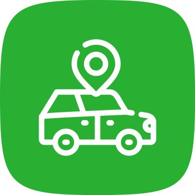 Araba Konumu Çizgisi Yuvarlak Köşe Basit Simge, Vektör Resimleri