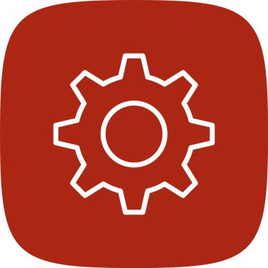 Cog Çizgisi Yuvarlak Köşesi Basit Simge, Vektör İllüstrasyonu