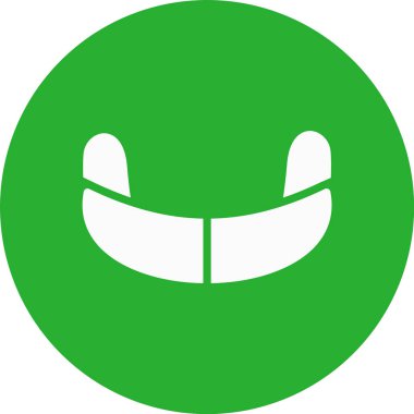 Gülümseme vektör simgesi. biçim düz sembol, eko yeşil renk, yuvarlak açılar, beyaz arkaplan.