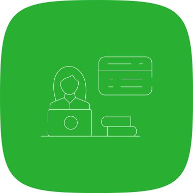 Web Tasarımcısı Kadın Hattı Yuvarlak Köşesi Basit Simge, Vektör Resimleri