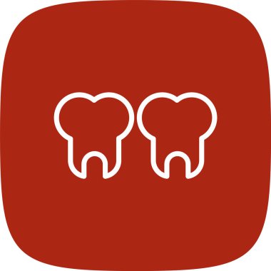 Diş Hattının Yuvarlak Köşesi Basit Simge, Vektör İllüstrasyonu