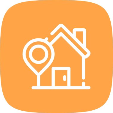 Ev Konumu Çizgisi Yuvarlak Köşe Basit Simge, Vektör Resimleri