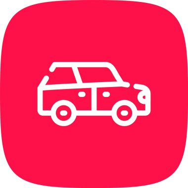 Araba Hattı Yuvarlak Köşesi Basit Simge, Vektör İllüstrasyonu