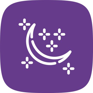 Yeni Ay Çizgisi Yuvarlak Köşesi Basit Simge, Vektör İllüstrasyonu