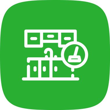 Mutfak Temizleme Hattı Yuvarlak Köşe Simgesi Basit Simge, Vektör Resimleri