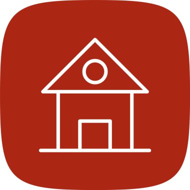 Ev Hattının Yuvarlak Köşesi Basit Simge, Vektör İllüstrasyonu