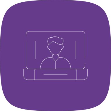 Etkilenen Kadın Hattı Yuvarlak Köşe Basit Simge, Vektör İllüstrasyonu