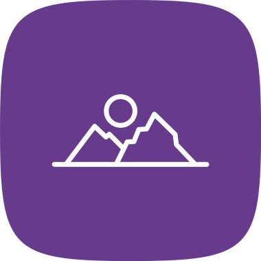 Dağlar Çizgisi Yuvarlak Köşesi Basit Simge, Vektör İllüstrasyonu